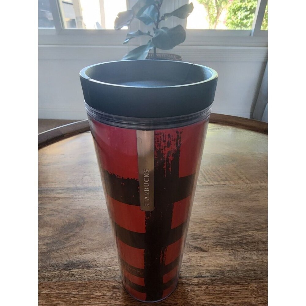 2013 Starbucks Coffee Red Plaid Travel Tumbler | BPA | Free 16oz